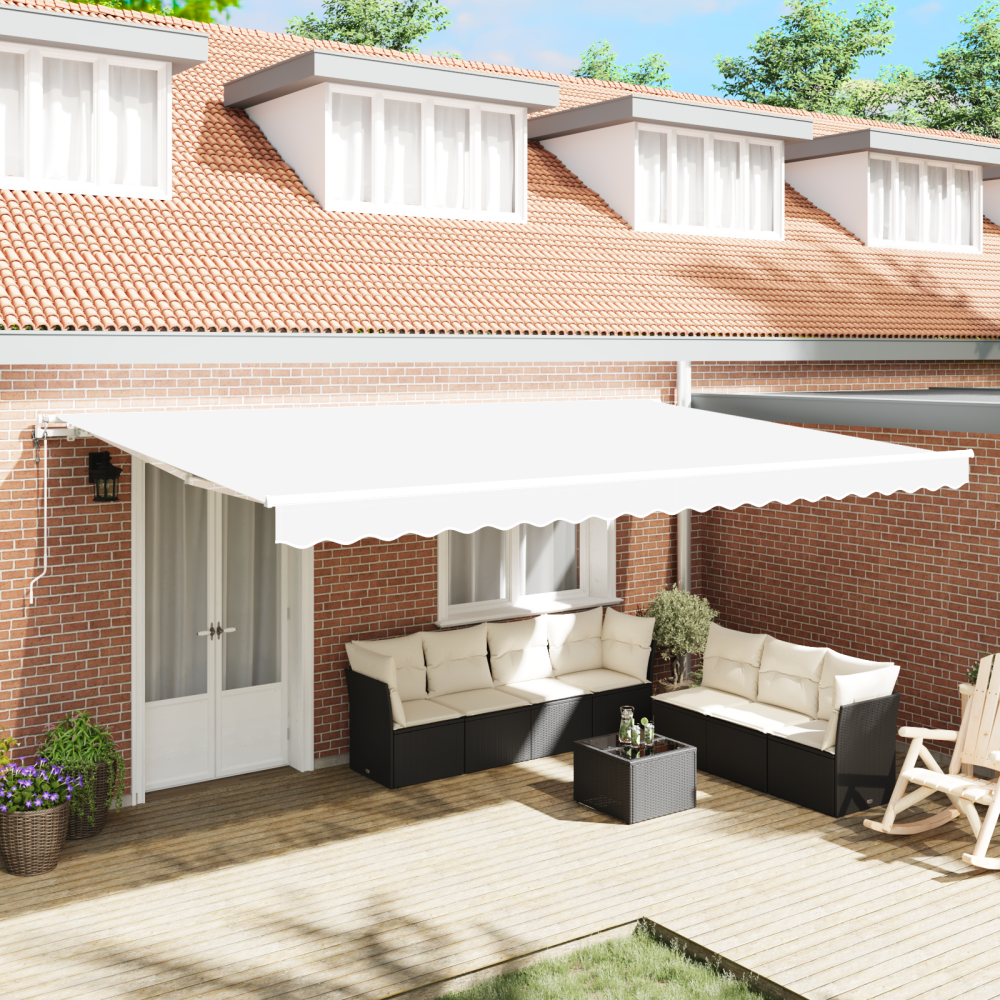 Produktbild för Utdragbar markis Vit 500 × 350 cm Duk och Aluminium