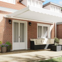 Produktbild för Utdragbar markis Vit 500 × 350 cm Duk och Aluminium