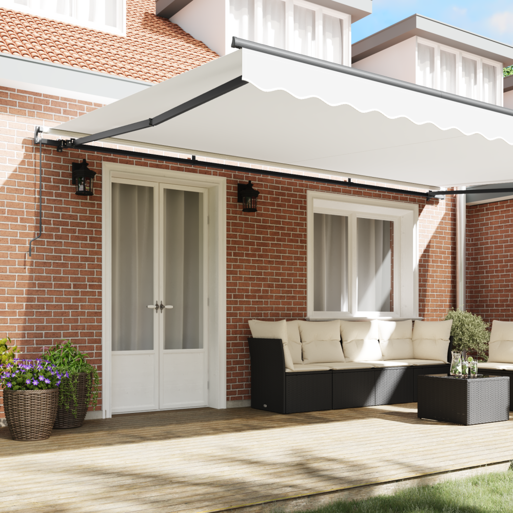 Produktbild för Utdragbar markis Vit 500 × 350 cm Polyester och aluminium