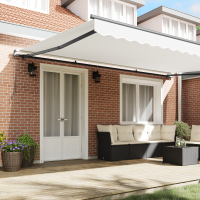 Produktbild för Utdragbar markis Vit 500 × 350 cm Polyester och aluminium