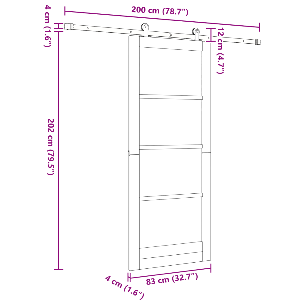 Produktbild för Skjutdörr ORKDAL Vit 83 x 202 cm Massivt tallträ och glas