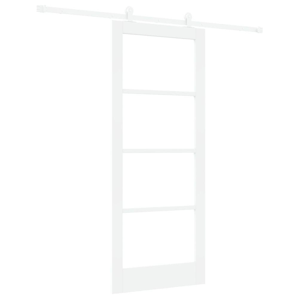Produktbild för Skjutdörr ORKDAL Vit 83 x 202 cm Massivt tallträ och glas