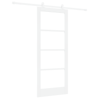 Produktbild för Skjutdörr ORKDAL Vit 83 x 202 cm Massivt tallträ och glas