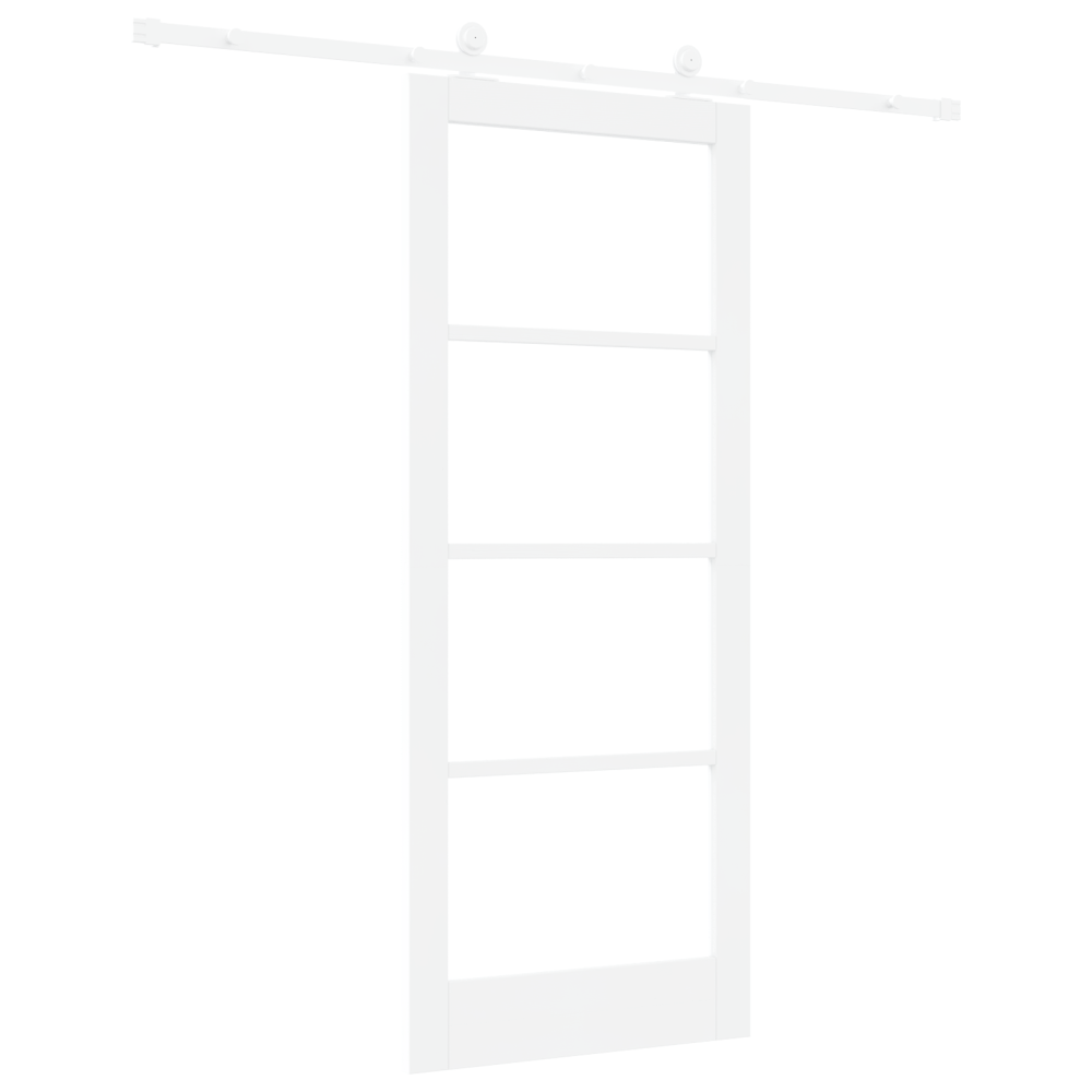 Produktbild för Skjutdörr ORKDAL Vit 83 x 202 cm Massivt tallträ och glas
