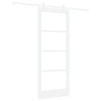 Produktbild för Skjutdörr ORKDAL Vit 83 x 202 cm Massivt tallträ och glas