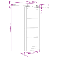 Produktbild för Skjutdörr ORKDAL Vit 83 x 211 cm Massivt tallträ och glas