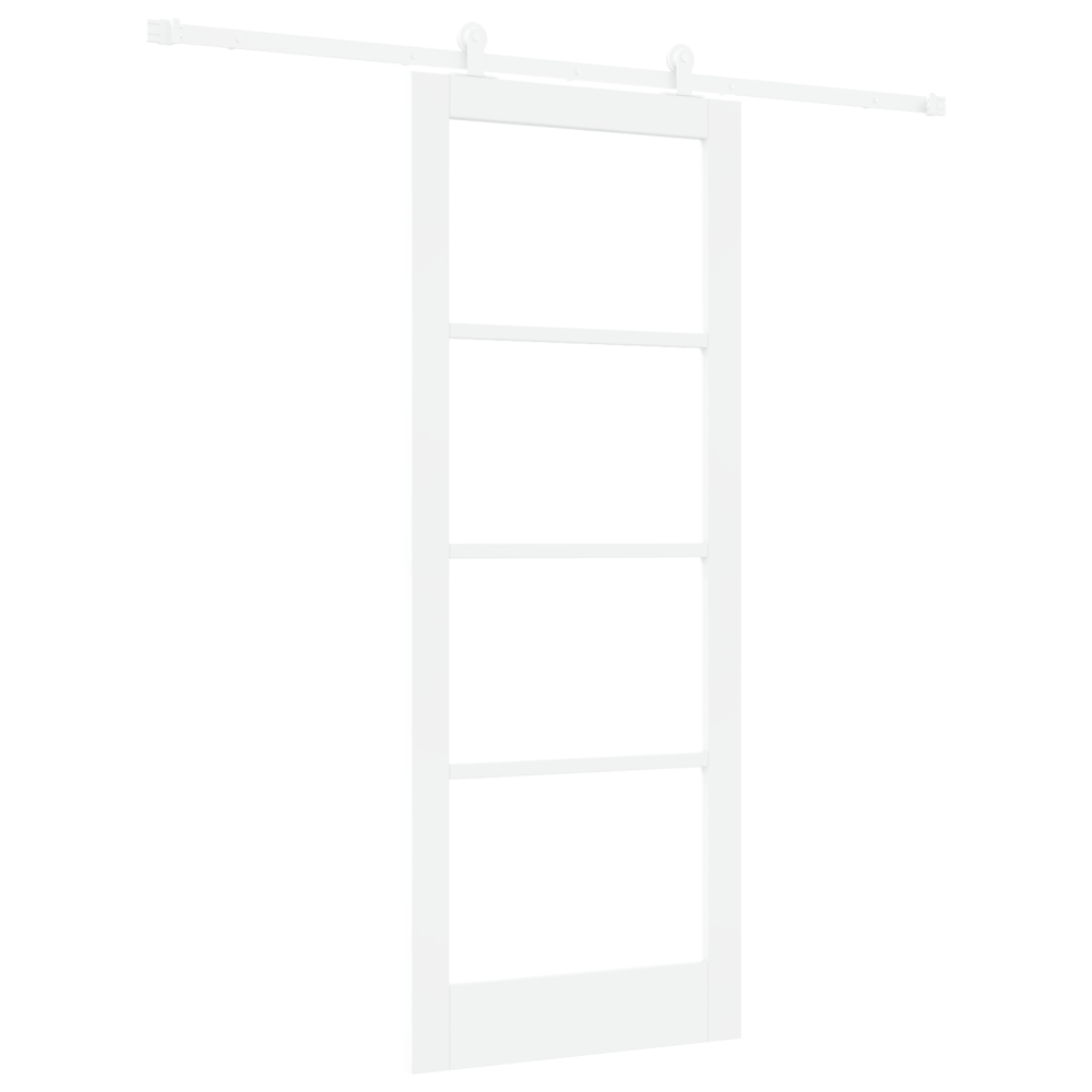 Produktbild för Skjutdörr ORKDAL Vit 83 x 211 cm Massivt tallträ och glas
