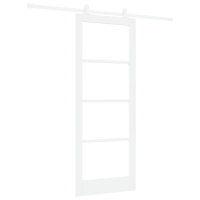 Produktbild för Skjutdörr ORKDAL Vit 83 x 211 cm Massivt tallträ och glas