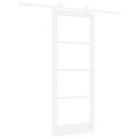 Produktbild för Skjutdörr ORKDAL Vit 83 x 211 cm Massivt tallträ och glas