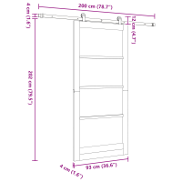 Produktbild för Skjutdörr ORKDAL Naturfärg 93 x 202 cm Massivt tallträ och glas