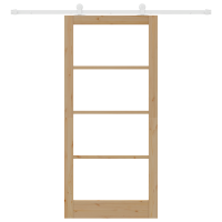Produktbild för Skjutdörr ORKDAL Naturfärg 93 x 202 cm Massivt tallträ och glas