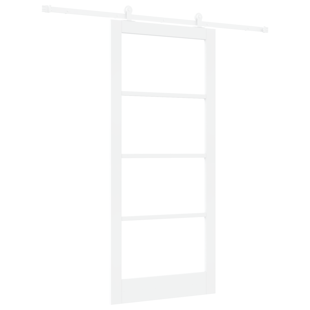 Produktbild för Skjutdörr ORKDAL Vit 93 x 211 cm Massivt tallträ och glas