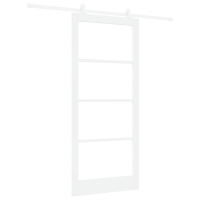Produktbild för Skjutdörr ORKDAL Vit 93 x 211 cm Massivt tallträ och glas
