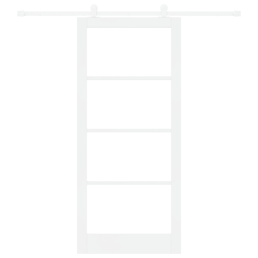 Produktbild för Skjutdörr ORKDAL Vit 93 x 211 cm Massivt tallträ och glas