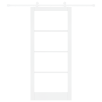 Produktbild för Skjutdörr ORKDAL Vit 93 x 211 cm Massivt tallträ och glas