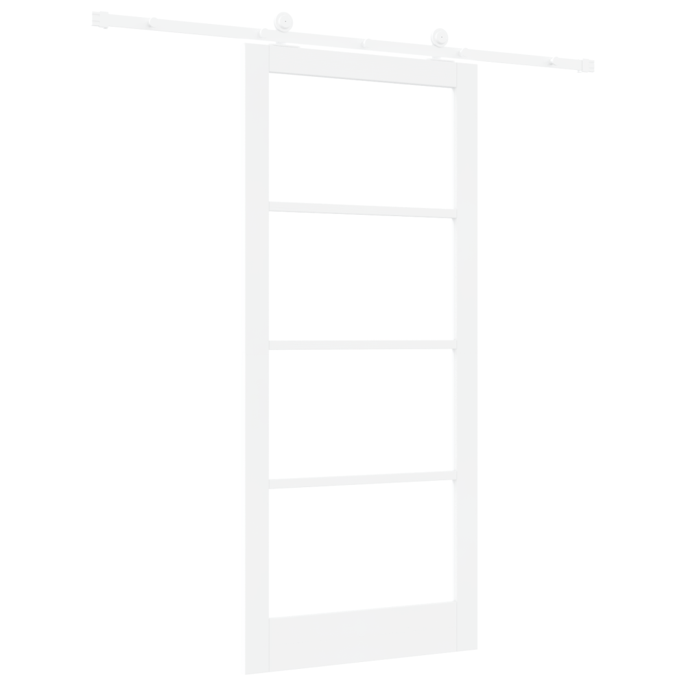 Produktbild för Skjutdörr ORKDAL Vit 93 x 211 cm Massivt tallträ och glas