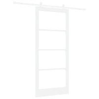 Produktbild för Skjutdörr ORKDAL Vit 93 x 211 cm Massivt tallträ och glas