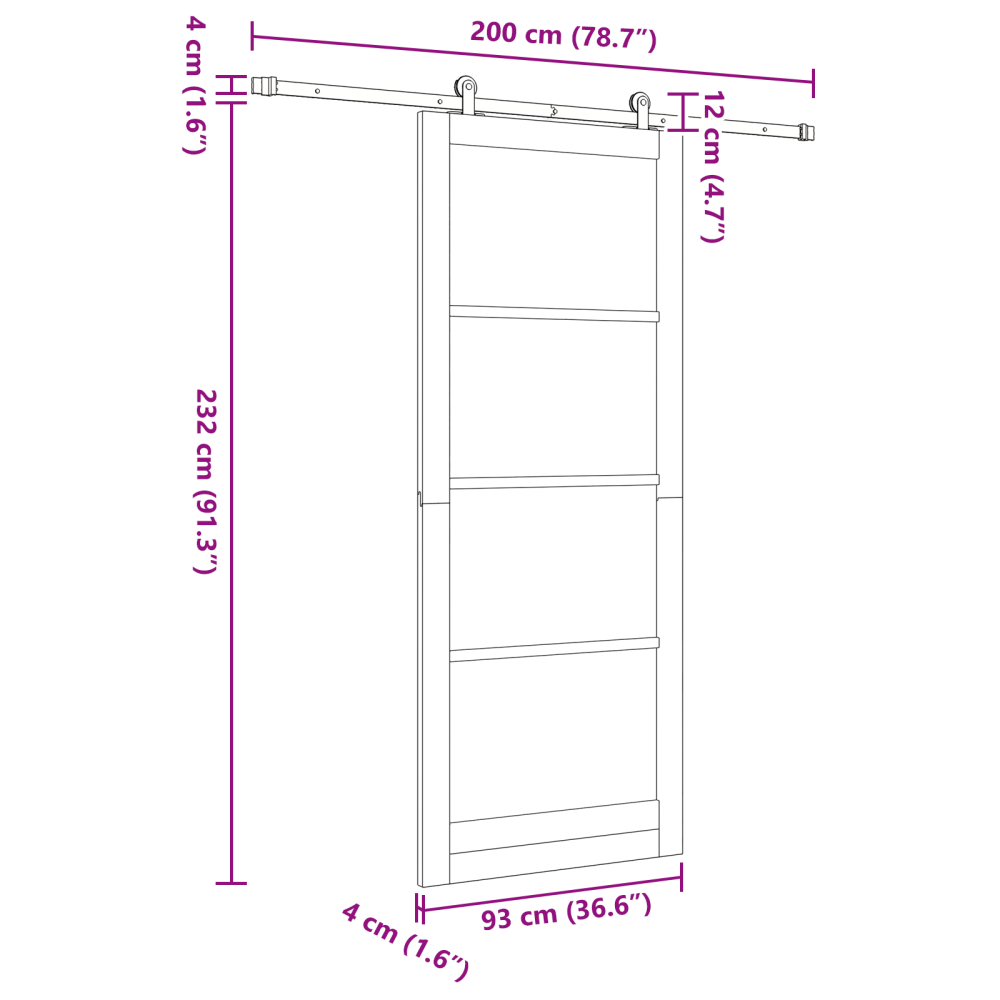 Produktbild för Skjutdörr ORKDAL Naturfärg 93 x 232 cm Massivt tallträ och glas