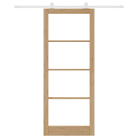 Produktbild för Skjutdörr ORKDAL Naturfärg 93 x 232 cm Massivt tallträ och glas