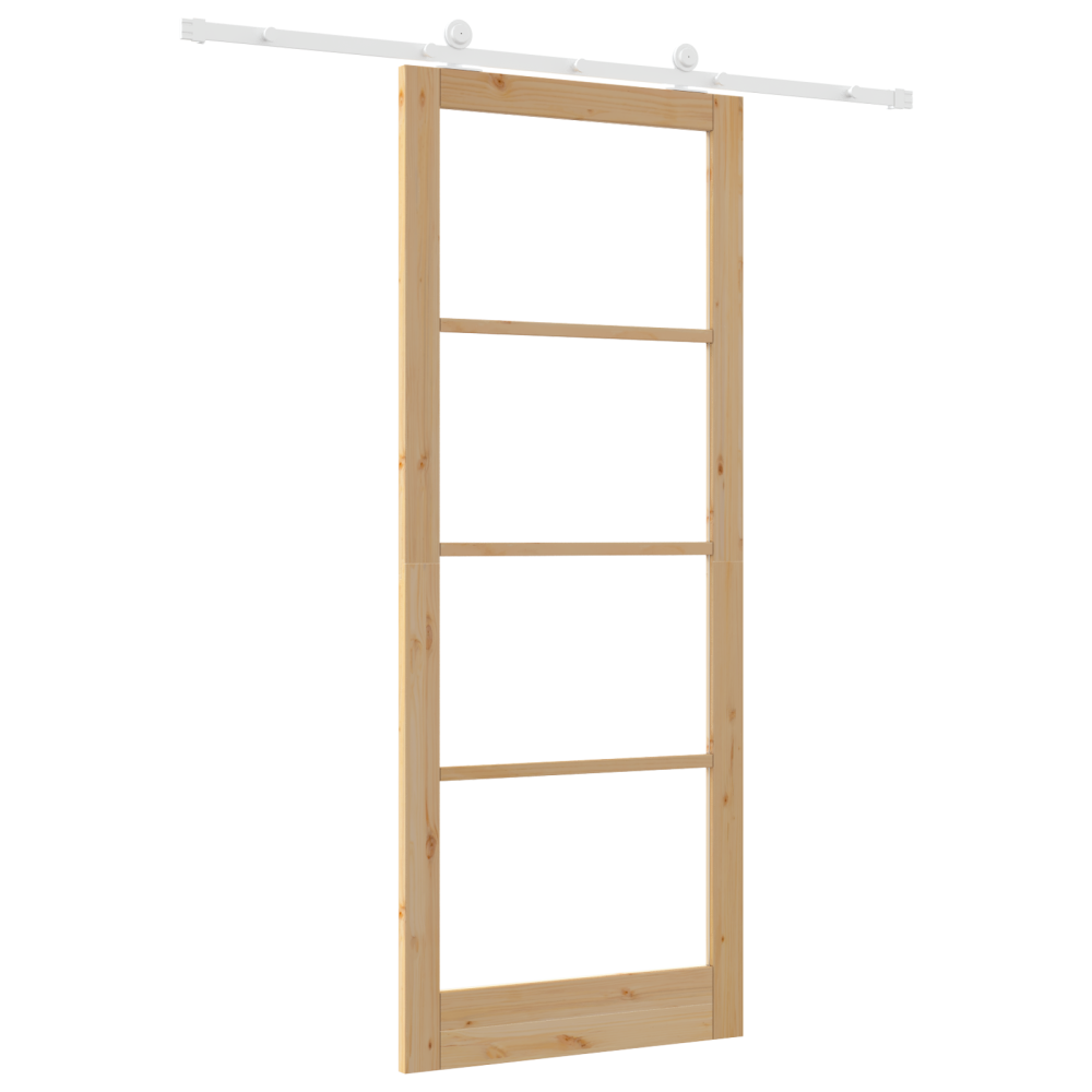 Produktbild för Skjutdörr ORKDAL Naturfärg 93 x 232 cm Massivt tallträ och glas