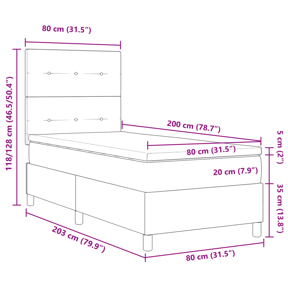 Produktbild för Bäddfjäder med huvudgavel Mörkgrå 80 x 200 cm Sammet