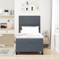 Produktbild för Bäddfjäder med huvudgavel Mörkgrå 80 x 200 cm Sammet