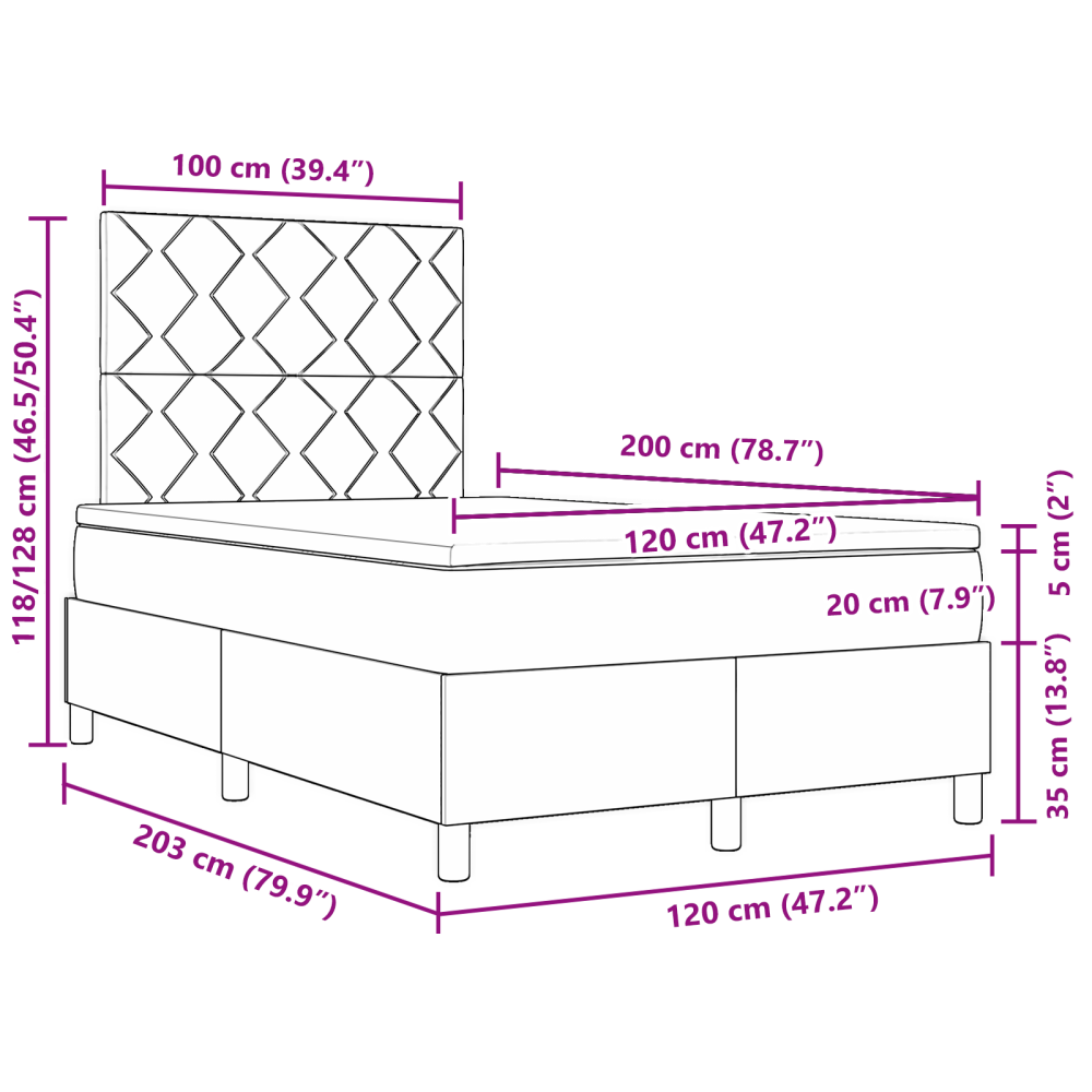 Produktbild för Bäddfjäder med huvudgavel Mörkblå 120 x 200 cm Sammet
