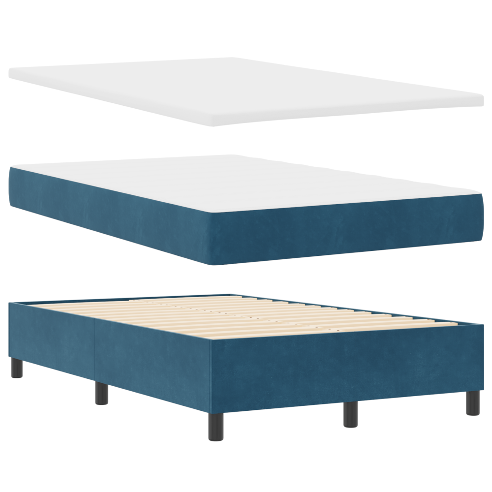 Produktbild för Bäddfjäder med huvudgavel Mörkblå 120 x 200 cm Sammet