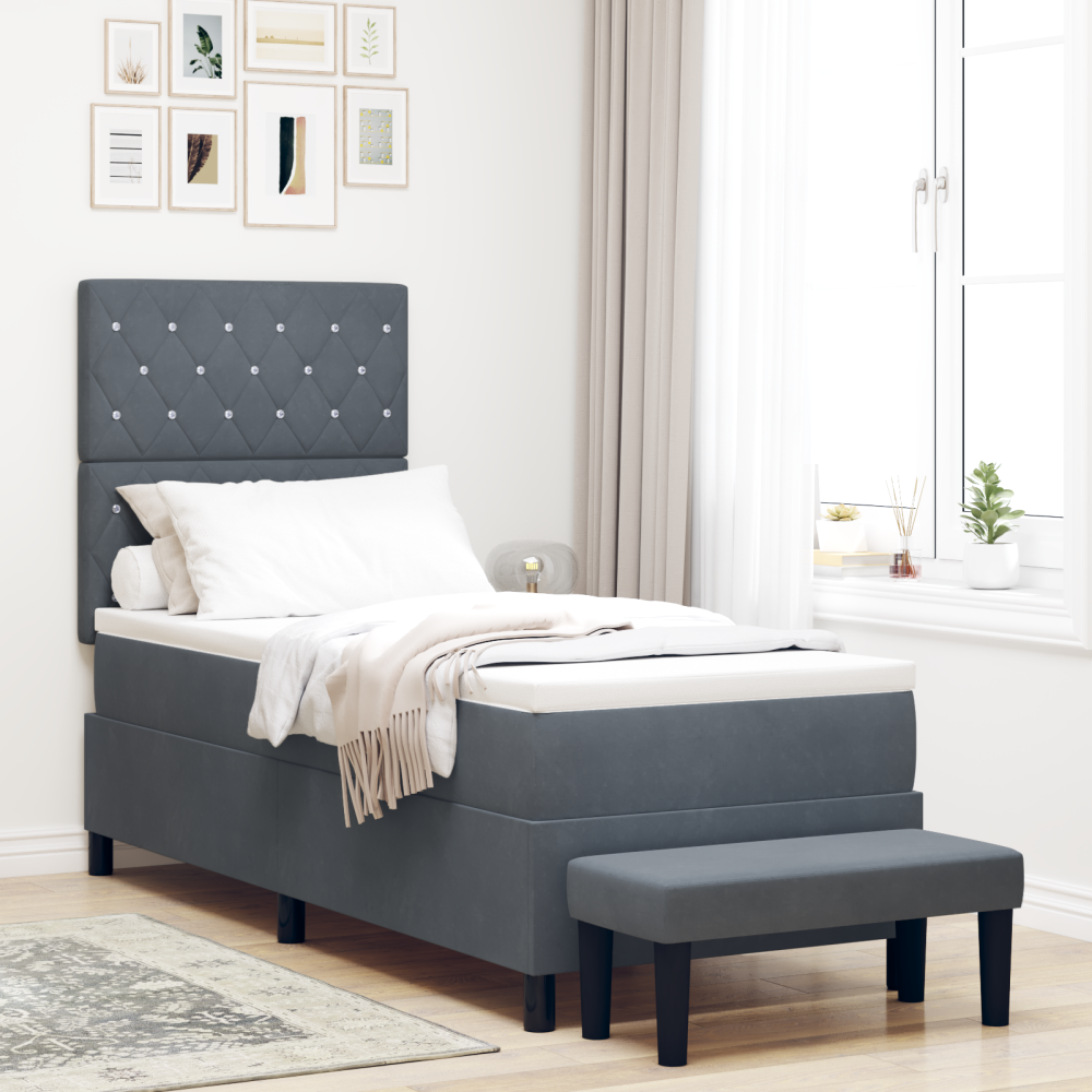 Produktbild för Bäddfjäder med huvudgavel Mörkgrå 200 x 80 cm Sammet