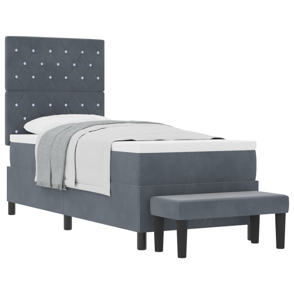 Produktbild för Bäddfjäder med huvudgavel Mörkgrå 200 x 80 cm Sammet