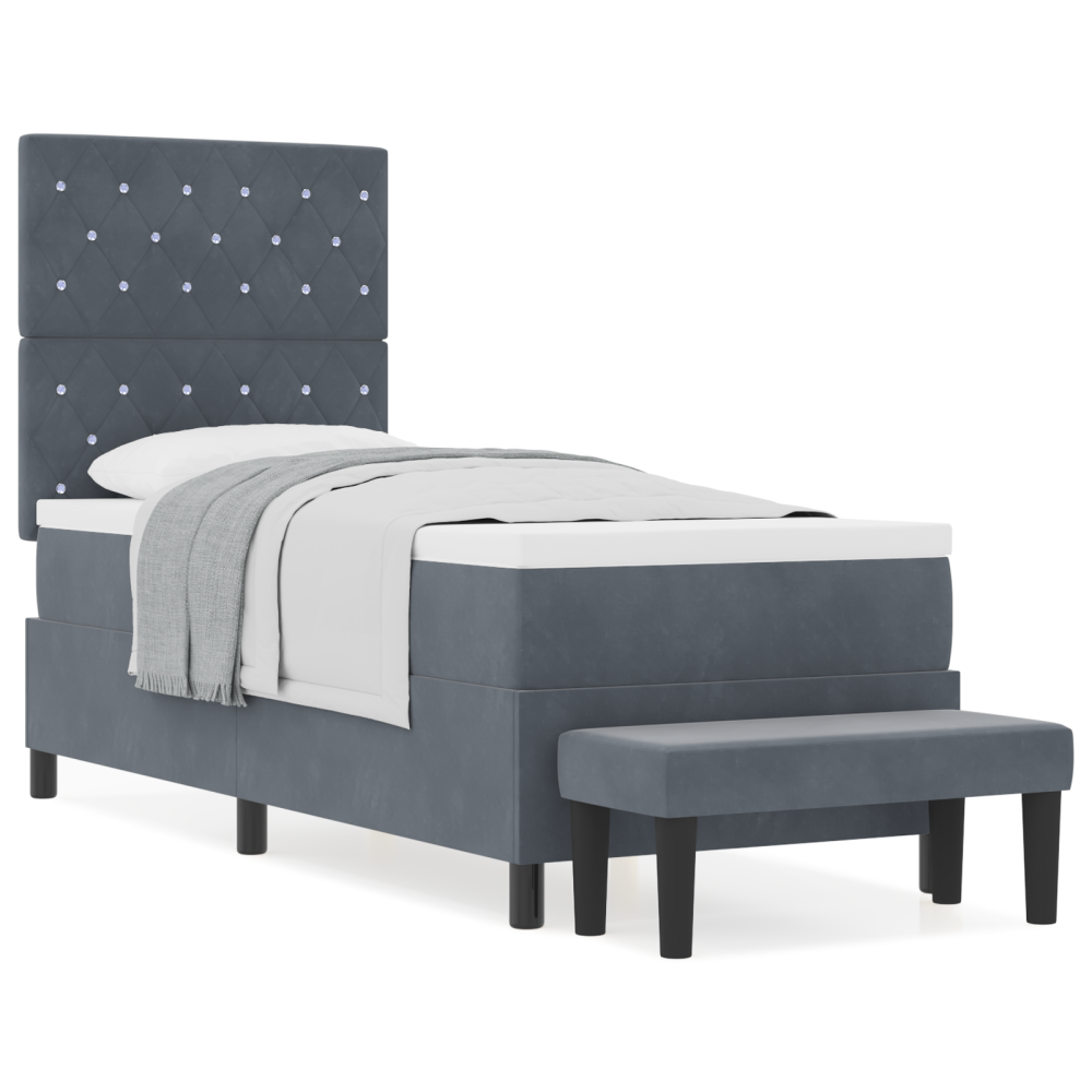 Produktbild för Bäddfjäder med huvudgavel Mörkgrå 200 x 80 cm Sammet