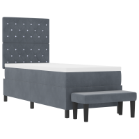 Produktbild för Bäddfjäder med huvudgavel Mörkgrå 200 x 80 cm Sammet