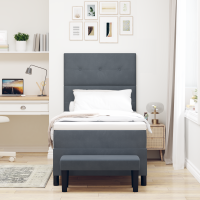 Produktbild för Bäddfjäder med huvudgavel Mörkgrå 200 x 80 cm Sammet