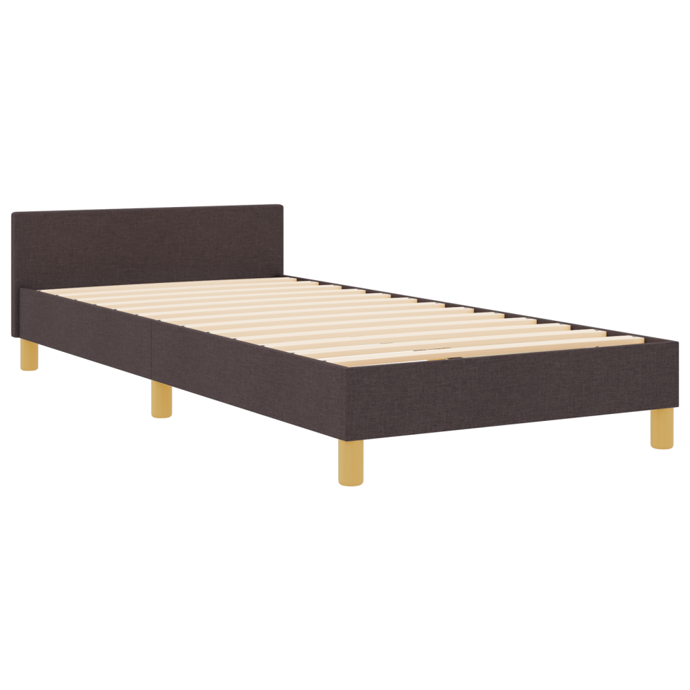 Produktbild för Sängram med huvudgavel Mörkbrun 100 x 200 cm tyg