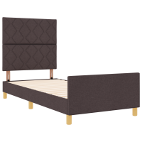 Produktbild för Sängram med huvudgavel Mörkbrun 100 x 200 cm tyg