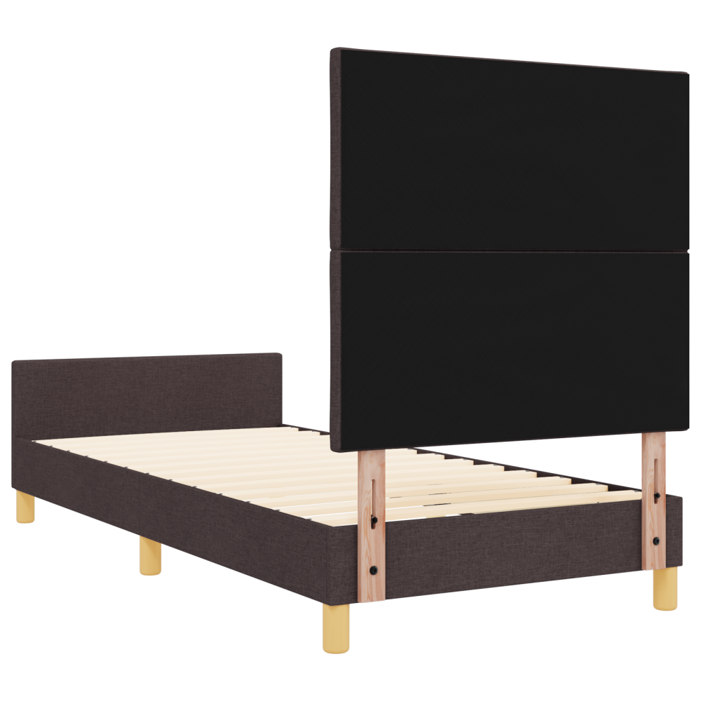 Produktbild för Sängram med huvudgavel Mörkbrun 100 x 200 cm tyg