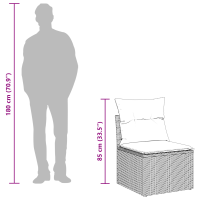 Produktbild för Trädgårdsoffset med kudde 6 pcs Svart Poly rattan