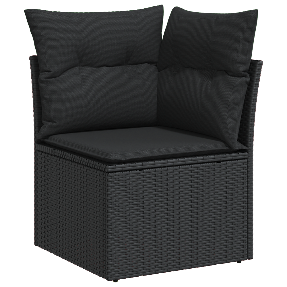 Produktbild för Trädgårdsoffset med kudde 6 pcs Svart Poly rattan