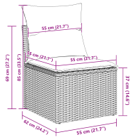 Produktbild för Trädgårdsoffset med kudde 7 pcs Svart Poly rattan