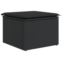 Produktbild för Trädgårdsoffset med kudde 7 pcs Svart Poly rattan