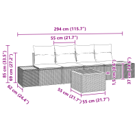 Produktbild för Trädgårdsoffset med kudde med lagring 5 pcs Svart Poly rattan