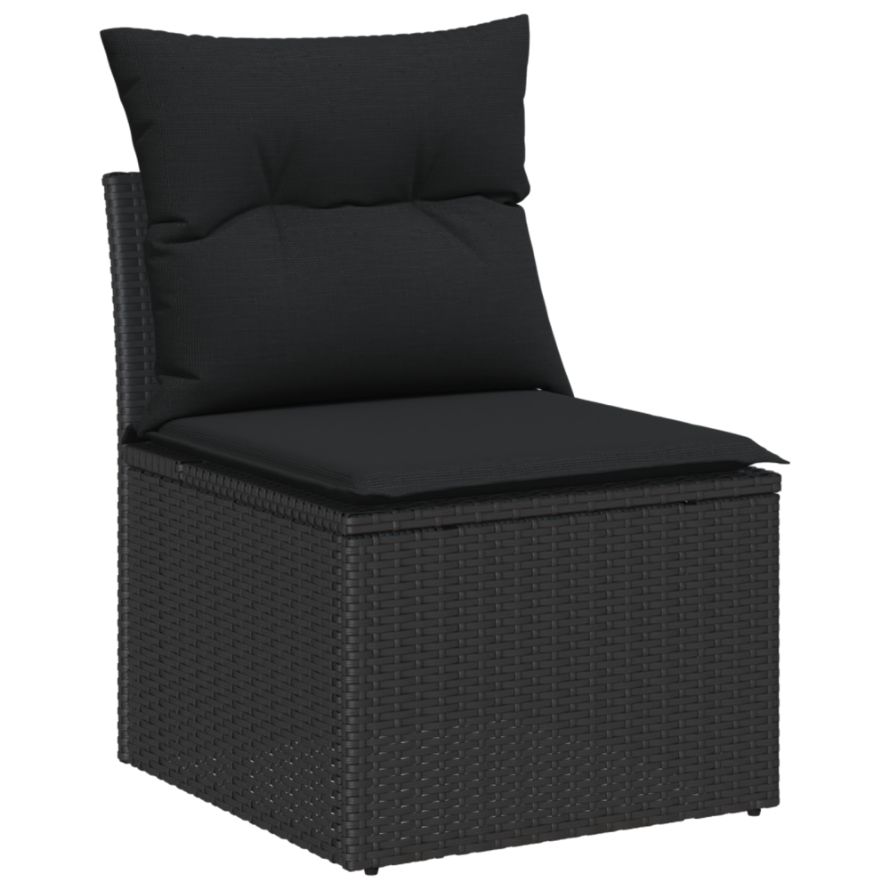 Produktbild för Trädgårdsoffset med lagring 6 pcs Svart Poly rattan