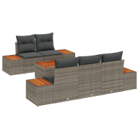 Produktbild för Trädgårdsoffset med lagring 6 pcs Grå Poly rattan