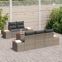 Produktbild för Trädgårdsoffset med lagring 6 pcs Grå Poly rattan