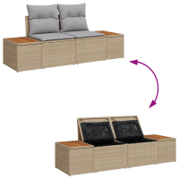 Produktbild för Trädgårdsoffset med kudde med lagring 6 pcs Beige Poly rattan