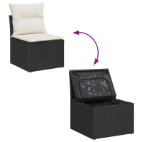 Produktbild för Trädgårdsoffset med lagring 7 pcs Svart Poly rattan