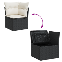 Produktbild för Trädgårdsoffset med lagring 7 pcs Svart Poly rattan