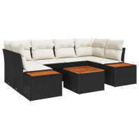 Produktbild för Trädgårdsoffset med lagring 7 pcs Svart Poly rattan
