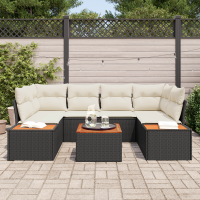 Produktbild för Trädgårdsoffset med lagring 7 pcs Svart Poly rattan