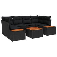 Produktbild för Trädgårdsoffset med kudde med lagring 6 pcs Svart Poly rattan